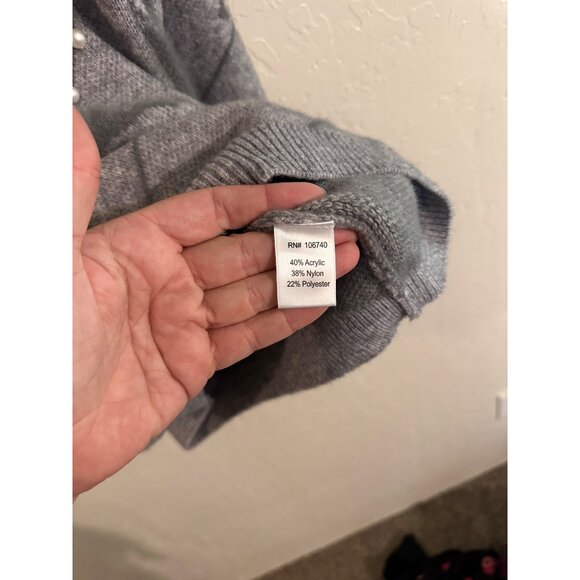 Serengeti Grey Long Sleeved Reindeer & Pearl Patterned Sweater - Picture 8 of 9